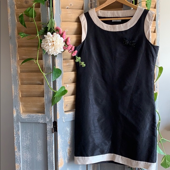 Privee Black and cream trim shift dress🦋 - Picture 1 of 7